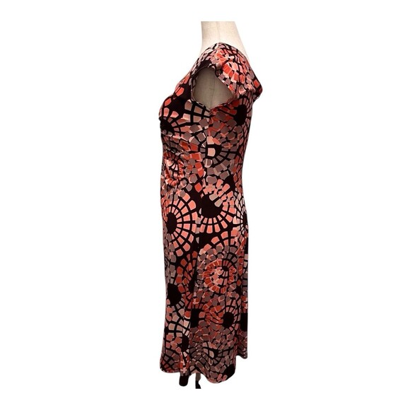 Lady Hathaway Dress Women Size 4 Pink Brown Twist Front Geometric Print Stretch - Picture 4 of 8